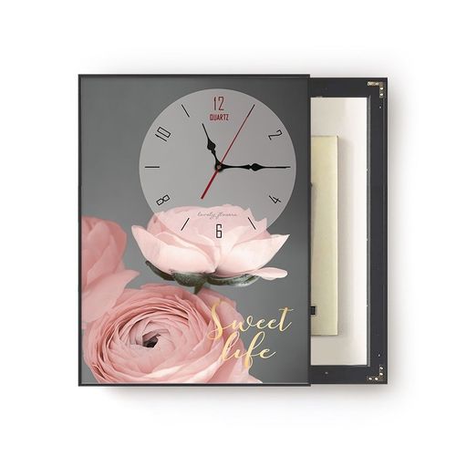 网红北欧电表箱装饰画竖版免打孔钟表配电箱现代简约竖款带钟遮挡