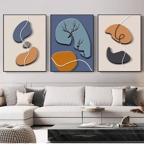 北欧电表箱三联装饰画高档餐厅画客厅三联画现代简约客厅沙发背景