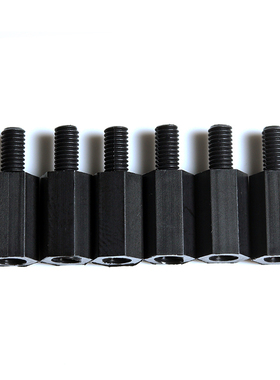 M2M2a.5M3M4黑色尼龙柱塑胶单头六角隔离柱塑料支撑螺丝柱PC板螺