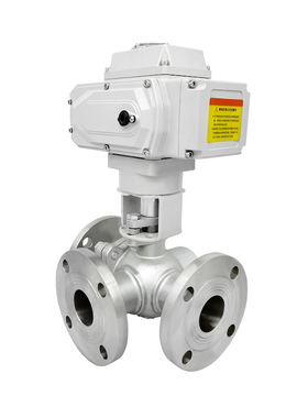 电动三通球阀Q944/5F-16P高温蒸汽L/T型不锈钢法兰转向分流换向阀