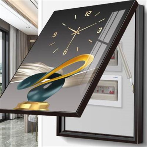 销电表箱装饰画带钟表竖款时钟竖版配电箱遮挡挂画开关盒弱电箱定