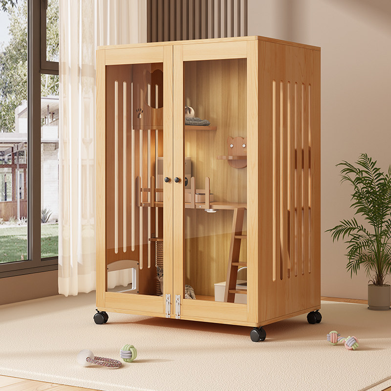 猫别墅实木猫笼子猫舍家用猫窝展示柜两层猫咪繁殖繁育笼超大猫屋