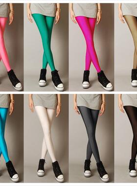 2025 Women Solid Color Fluorescent Shiny Long Pants Leggings
