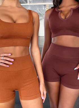 Gym Set Fitness clothes Yoga Bra Shorts 健身服女背心短裤套装