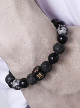 Snow bracelet Hexagram 10MM men atmospheric bracelet男生手串