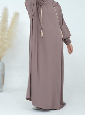 阿拉伯中东民族风纯色连帽长款斗篷长袍女Dubai Arab Women Robe