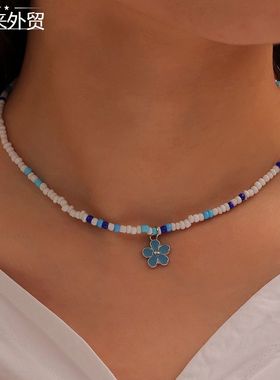 Woven beaded colorful rice beads sweet necklace可爱甜美项链