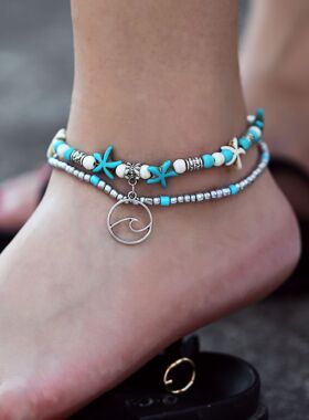 double-deck anklets starfish party beach anklet girl fashion