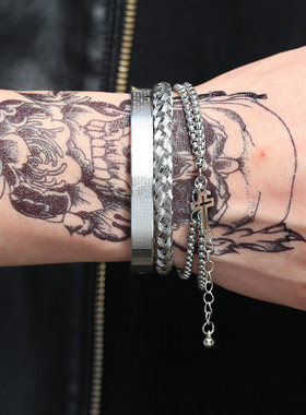 European and American hip hop boys open cross bracelet潮手镯