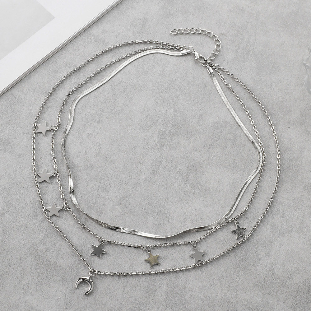 European and American fashion star moon necklace跨境流行项链