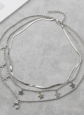European and American fashion star moon necklace跨境流行项链