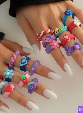 Female multicolor Fashion popular acrylic ring girl gift戒指