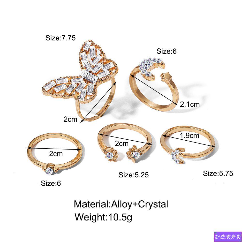 Creative Women's alloy party ring rhinestones decorate 1 set