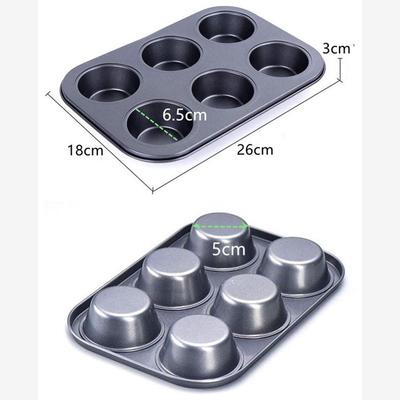 6 Cups Muffin Pan non-stick Cupcake Baking Bakeware Mould