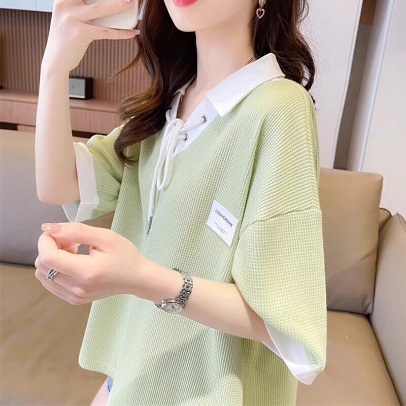 华夫格短袖t恤少女童夏装