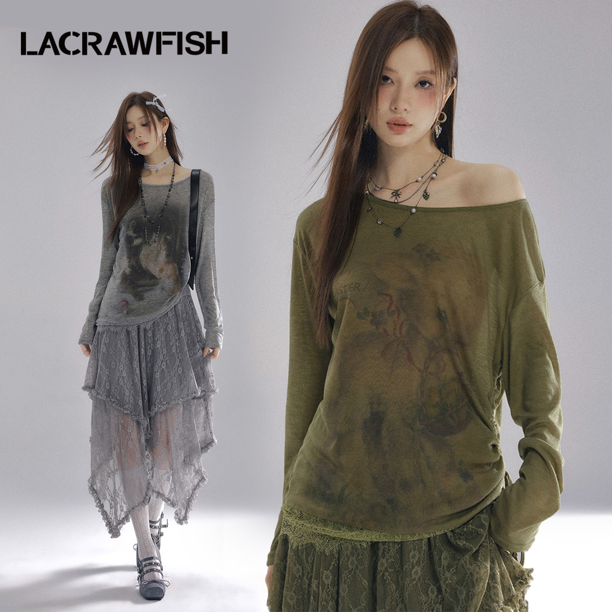 LACRAWFISH长袖T恤半裙套装