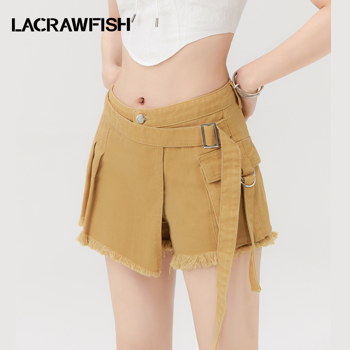 LACRAWFISH前搭片牛仔短裤