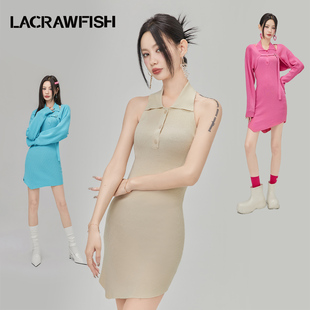女 套装 CRAWFISH辣妹复古挂脖连衣裙慵懒针织披肩外罩针织衫