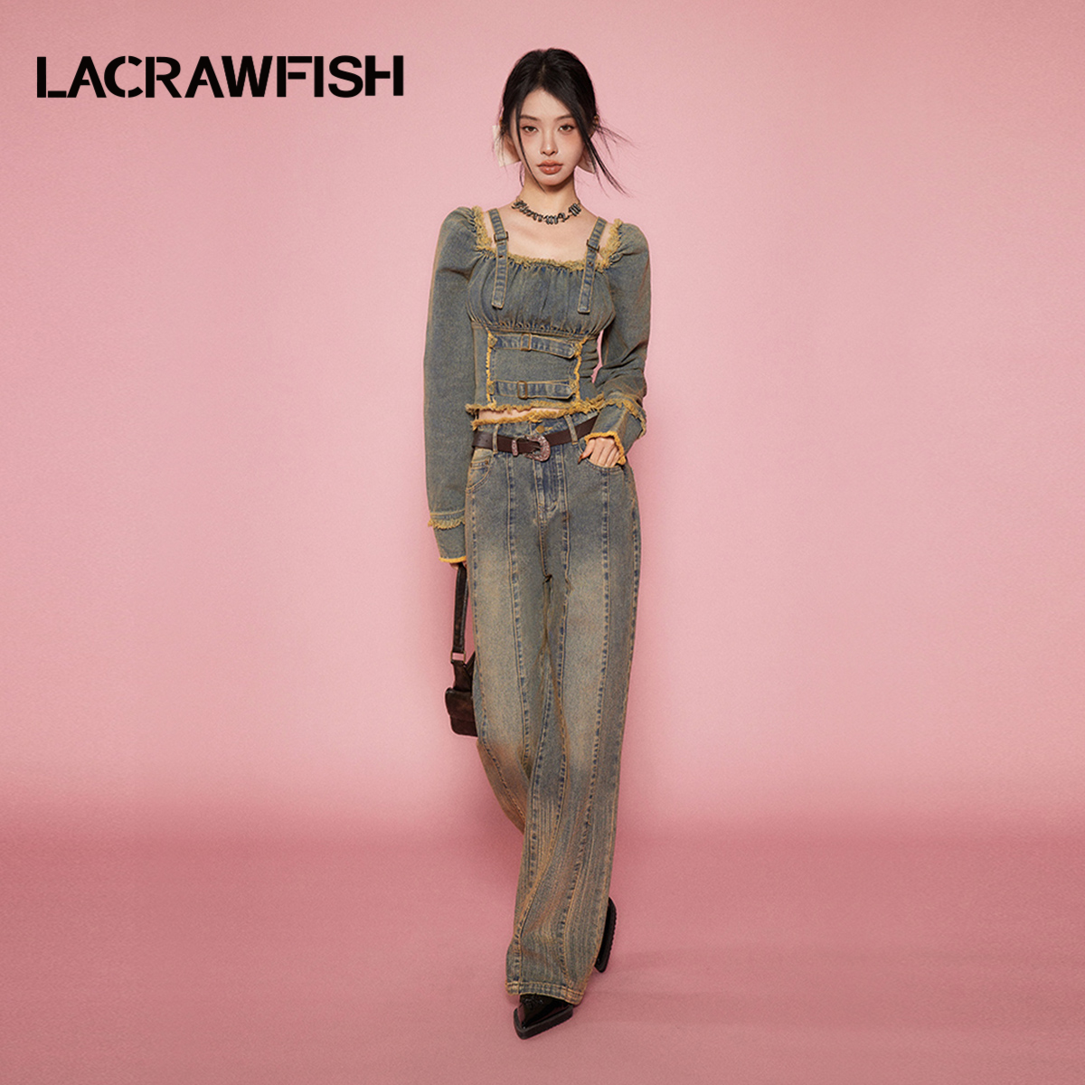 LACRAWFISH辣妹复古牛仔套装