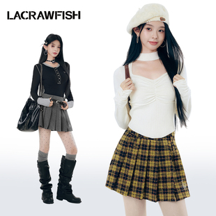 老钱学院风高腰a字百搭显瘦毛呢百褶短裙 新款 CRAWFISH2024冬季