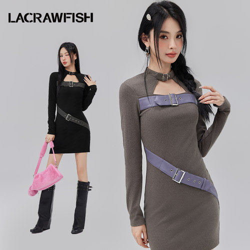 LACRAWFISH机能风德绒连衣裙