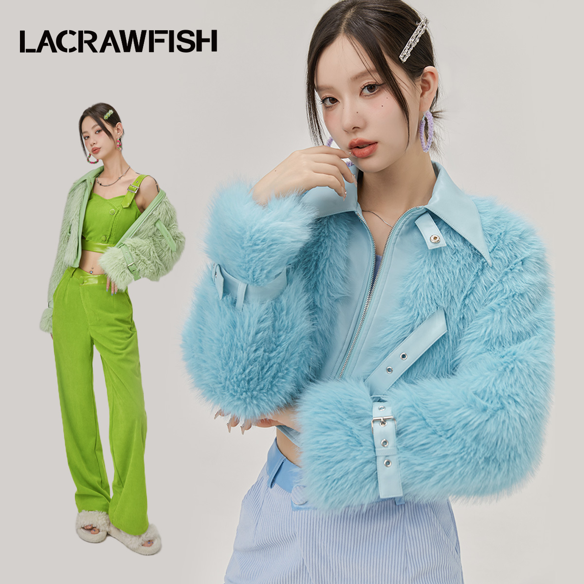 LACRAWFISH仿皮毛一体外套