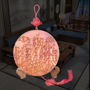 正宗桃木山海镇图挂件室内摆件室外家居客厅家用大门口装饰品