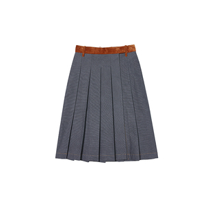 chrisoubydan欧阳丹2025秋冬新款撞色设计百褶长裙