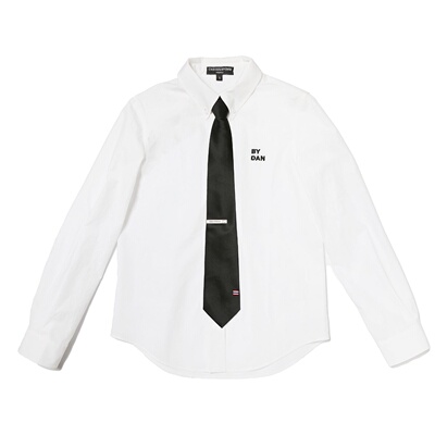 chrisoubydan欧阳丹2026早春新款基础款廓形百搭领带装饰衬衫