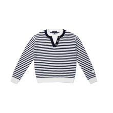 【瓦瓦妮莎同款】chrisoubydan欧阳丹25秋冬条纹v领双领针织衫