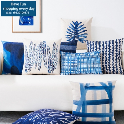 Nordic Style Decorative Throw Pillow Case Blue Geometric