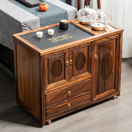 Quả óc chó di động tủ trà có giá để đồ phòng khách hộ gia đình sôi ấm trà tích hợp bàn trà bên bàn gỗ nguyên khối bàn trà nhỏ chân bàn trà