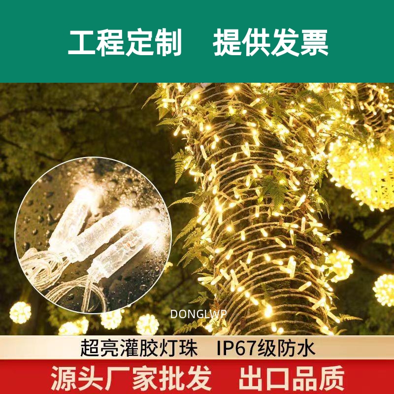led灌胶灯串彩灯闪灯满天星客厅灯珠高亮防水户外挂树上的绕树亮