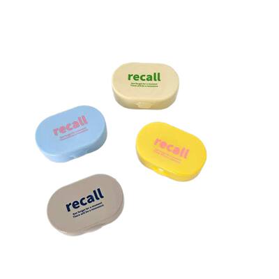recall带镜子盒字母撞色隐形眼镜盒可爱简约便携伴侣护理盒