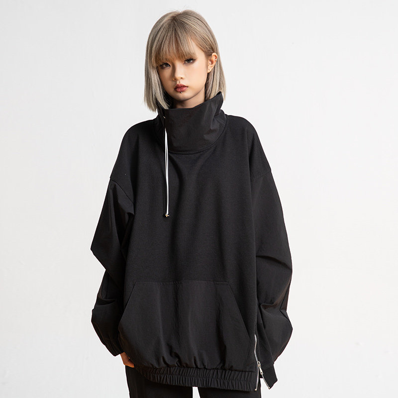 新因素XINYINSU高领加绒美式机能风卫衣男半拉链高街冲锋衣外套潮