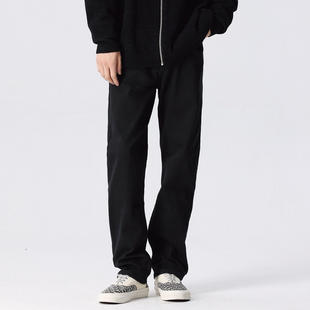新因素潮流水洗做旧黑色弹力牛仔裤男女基础百搭宽松直筒休闲裤子
