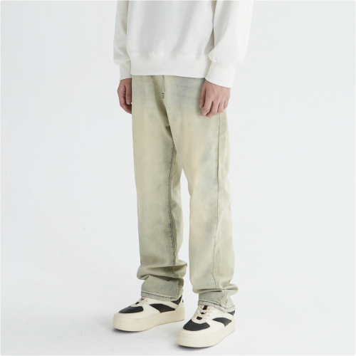 新因素基础宽松弹性直筒牛仔裤