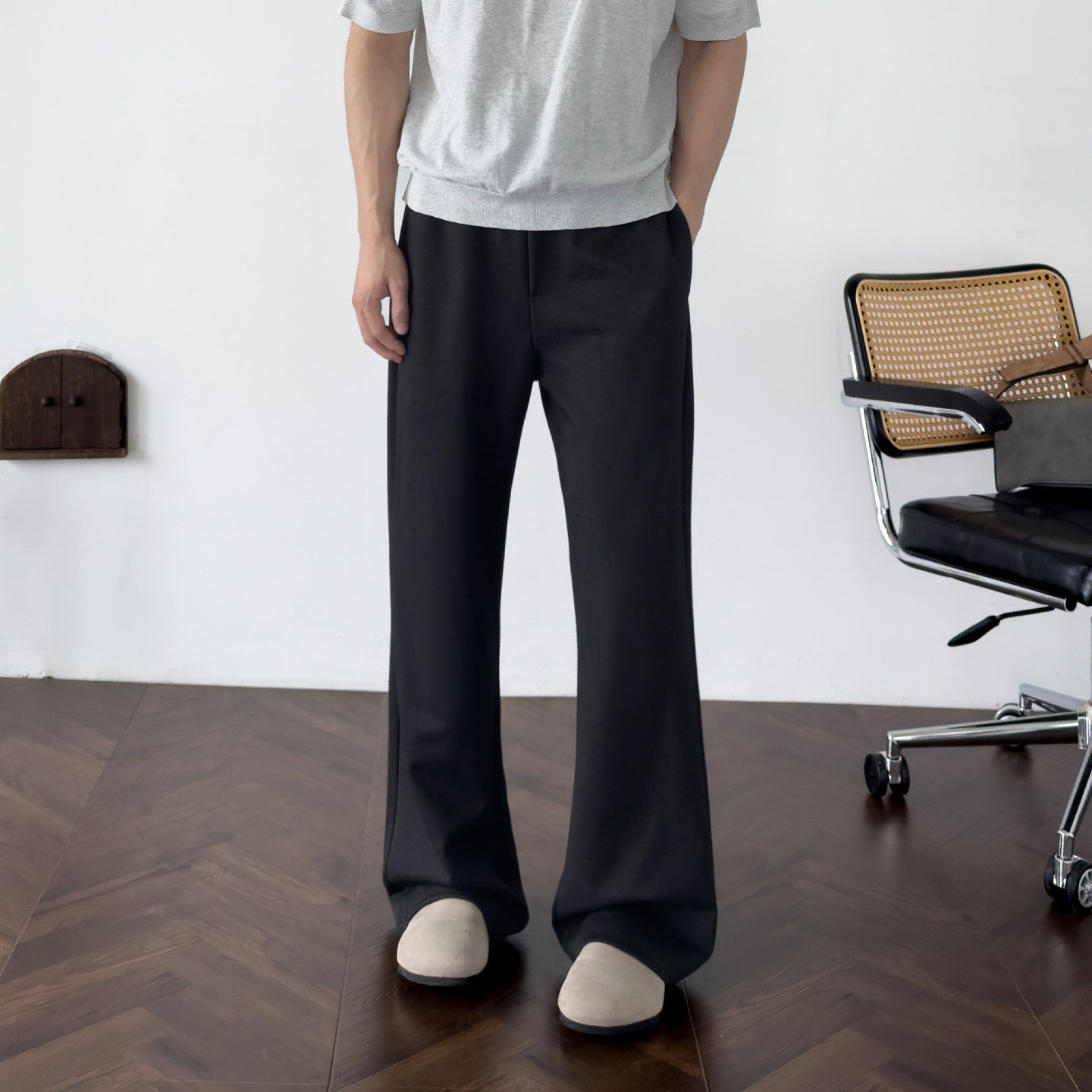 新因素美式休闲弯刀西裤男cleanfit微喇长裤子基础百搭垂感休闲裤