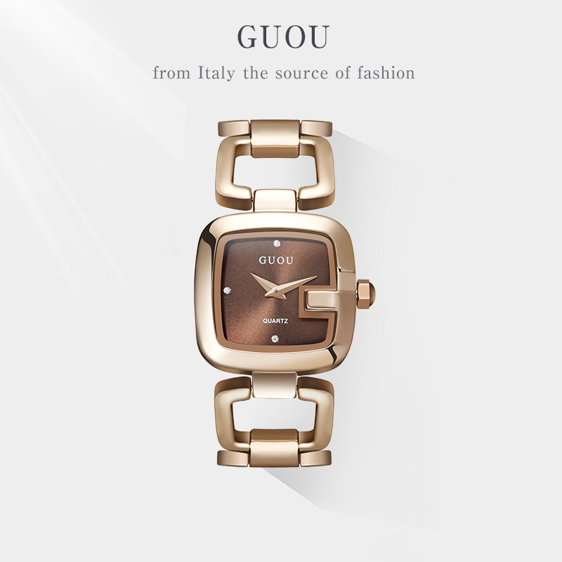 【古欧GUOU】手表女2021年新款小众轻奢气质防水小方盘复古石英表