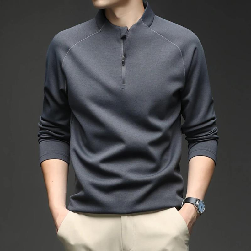 天俊优选百e货天骏百货春秋男士半高拉链卫衣纯色亨利领T恤打底t