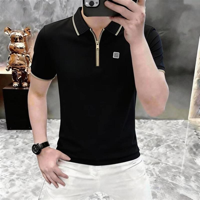 特琪轻奢服饰专柜品质半拉链POLO衫男夏新款时尚撞色短袖潮流t恤