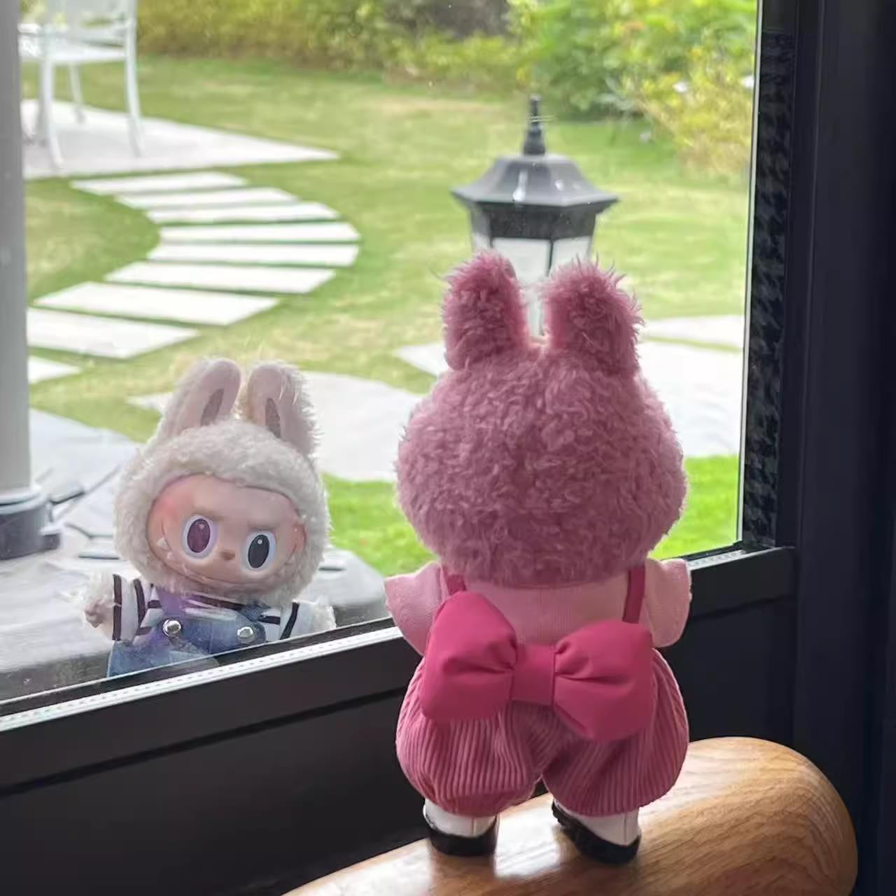 一二三代拉布布衣服套装娃衣坐坐派对玫红色labubu蝴蝶结衣服套装