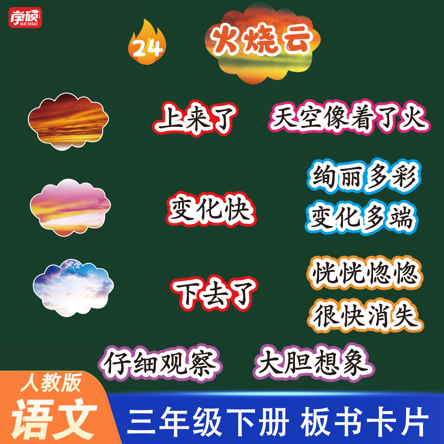 小学语文三年级下册守株待兔海底世界赵州桥童年的水墨画肥皂泡火烧云我们奇妙的世界慢性子裁缝公开课板书贴