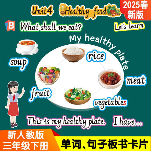 2025新版人教3下单词句子卡片