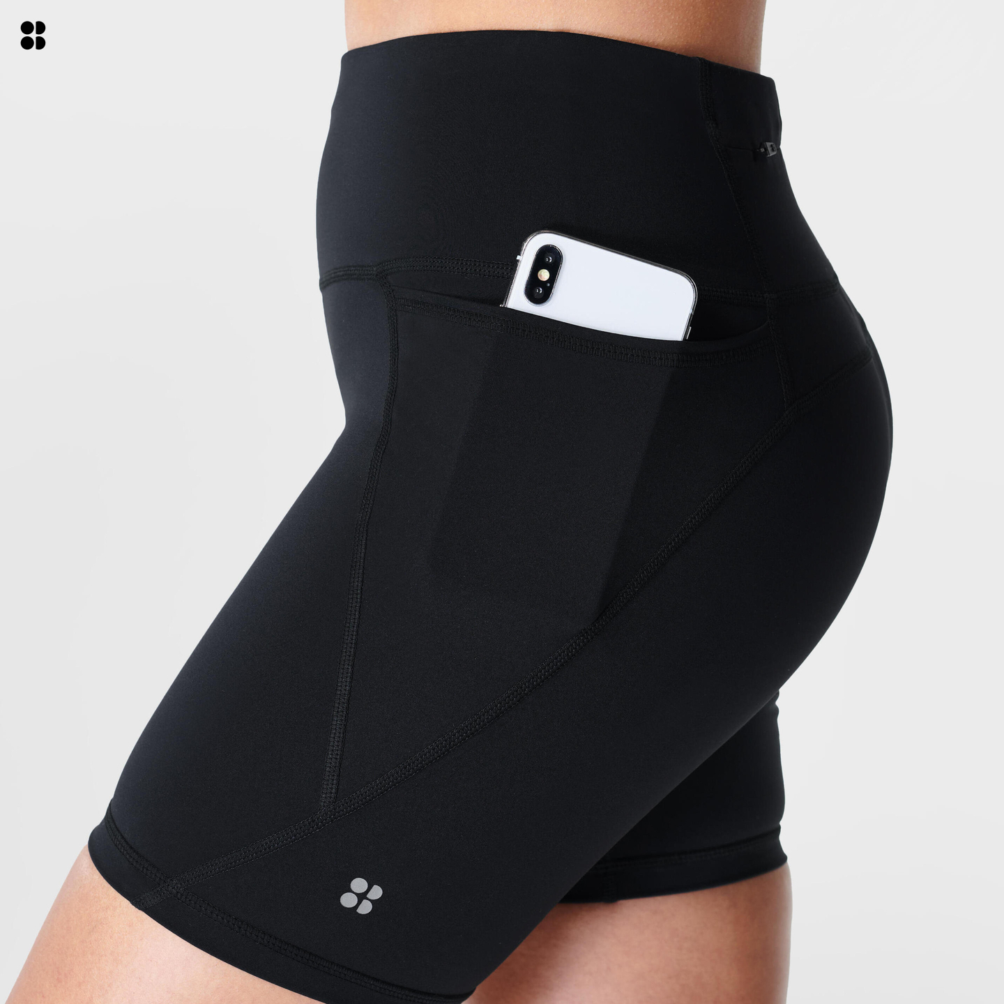 Sweaty Betty Power6英寸弹力运动健身紧身骑行短裤SB4822P R黑色