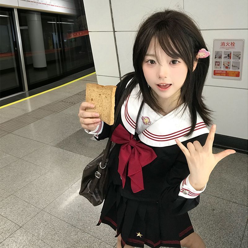 樱空社原创JK制服套装【小樱来电】秋季收腰长短袖学院可爱水手服
