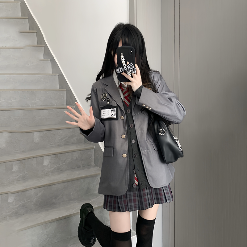 学院风jk制服套装女秋冬季原创正版日系校供格裙子开衫西服一整套