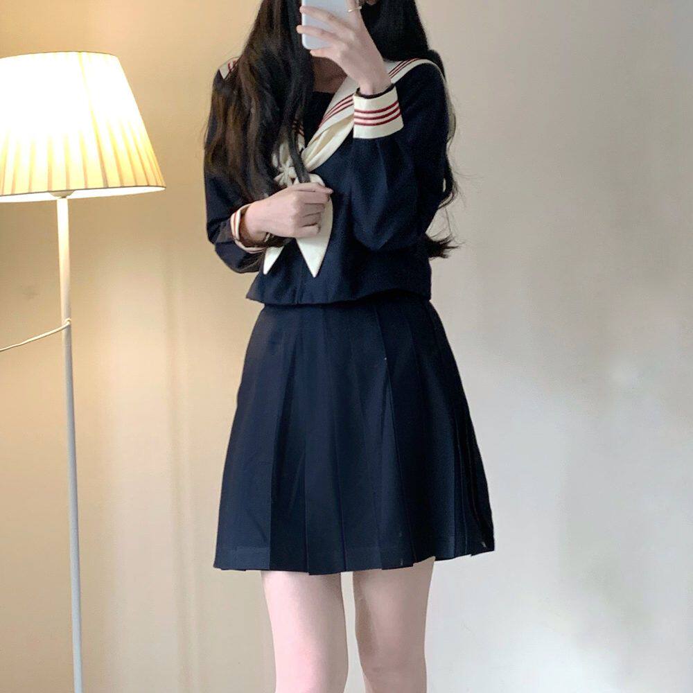 【熊补补JK】绀三本正统jk制服基础款藏青色学院风校供水手服套装