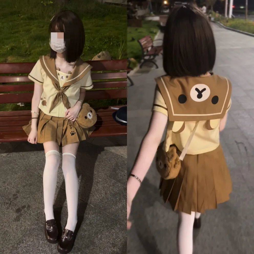 原创【轻轻熊】柴呼呼jk制服正版原创玩偶小萝莉轻松熊水手服叠穿