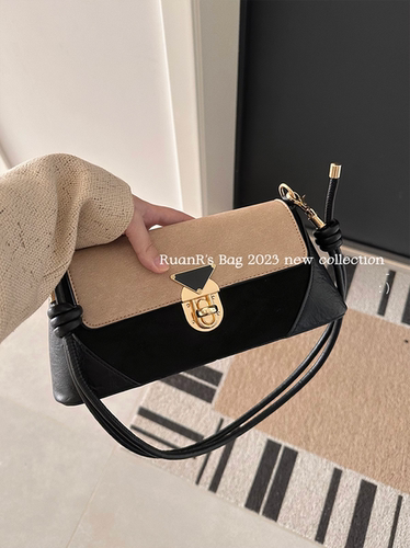 秋冬复古百搭通勤法棍单肩包